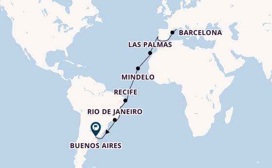 trans-Atlantisch vanaf Marseille, Frankrijk met de Costa Favolosa