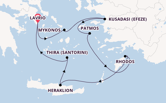 Oostelijke Middellandse Zee vanaf Lavrio, Griekenland met de Celestyal Discovery