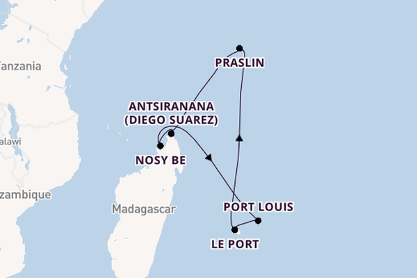 Indische Oceaan vanaf Mahé, Seychellen met AIDAsol