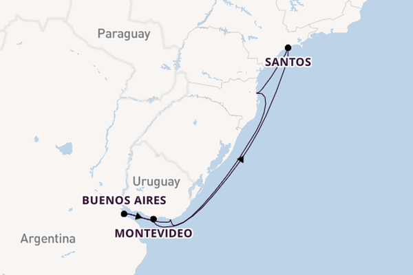South America from Camboriu, Brazil with the MSC Meraviglia
