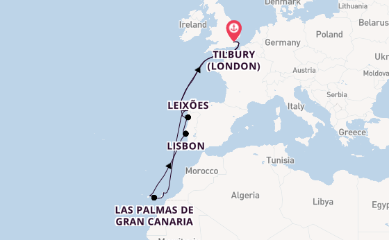 Sailing from Tilbury (London) with the Ambience