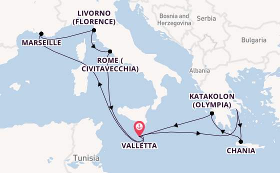 Mediterranean Sea from Valletta, Malta with the Azura