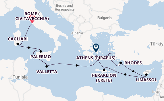 Mediterranean Sea from Rome (Civitavecchia), Italy with the Caribbean Princess