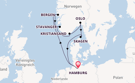 Norwegen ab Hamburg auf der Amadea
