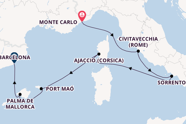Westelijke Middellandse Zee vanaf Monte Carlo, Monaco met de EXPLORA I