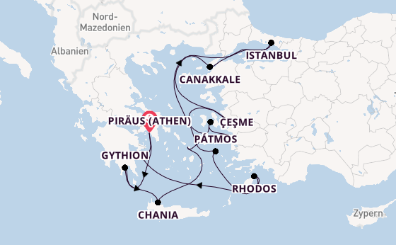 Östliches Mittelmeer ab Piräus (Athen), Griechenland auf der Seabourn Quest