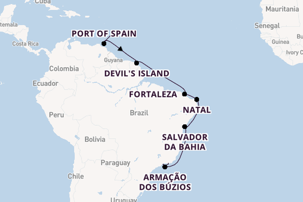 South America from Bridgetown, Barbados with the Seabourn Venture