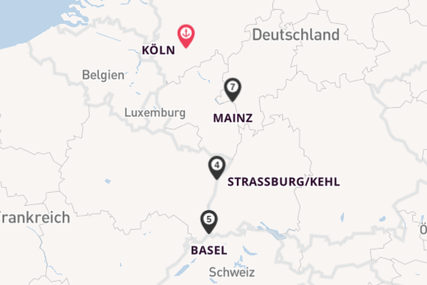 Rhein ab Köln, Deutschland auf der Amina