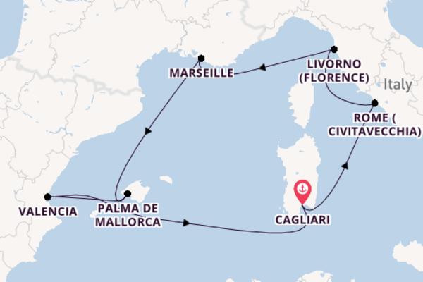 Western Mediterranean from Cagliari, Sardinia with the MSC Lirica