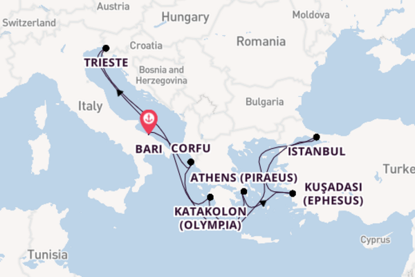 10 day cruise with the MSC Splendida to Bari