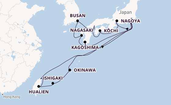 Japan vanaf Tokio, Japan met de Diamond Princess