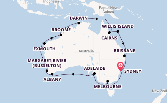 Australië vanaf Sydney, Australië met de Crown Princess