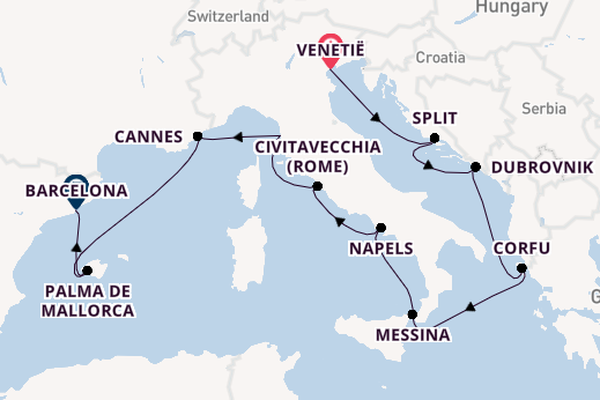 Middellandse Zee vanaf Venetië, Italië met de Norwegian Breakaway