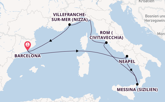 Westliches Mittelmeer ab Barcelona, Spanien auf der Celebrity Xcel