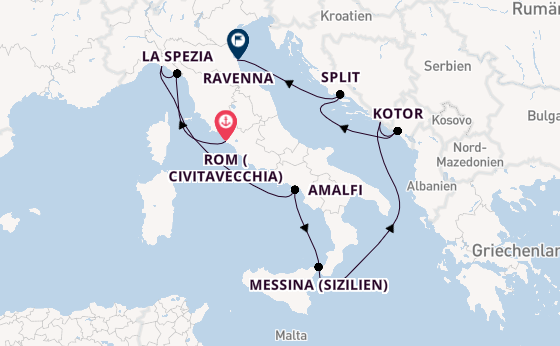 Mittelmeer ab Civitavecchia (Rom), Italien auf der Celebrity Constellation