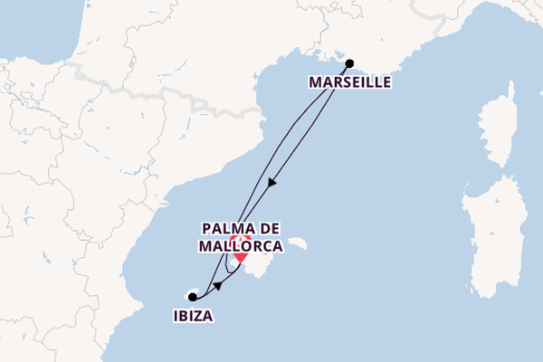 Balearen vanaf Palma de Mallorca, Mallorca, Spanje met de Mein Schiff 5