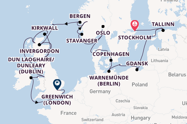 British Isles from Stockholm, Sweden with the Viking Sky