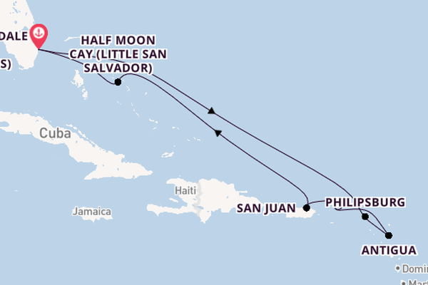 Caribbean from Fort Lauderdale (Port Everglades), Florida, USA with the Nieuw Amsterdam