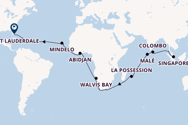 Wereldreizen vanaf Singapore, Singapore met de Volendam