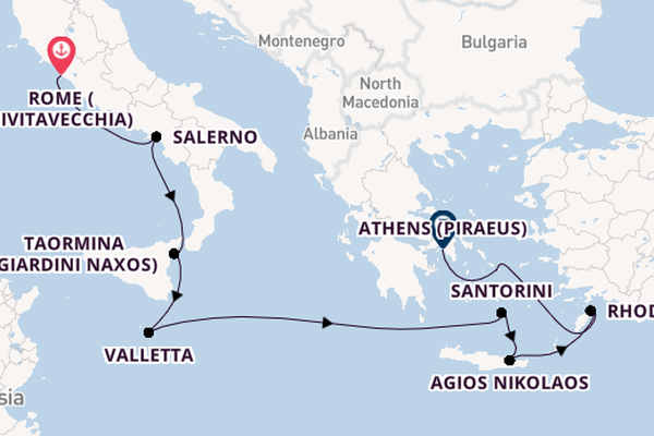 Mediterranean Sea from Rome (Civitavecchia), Italy with the Silver Nova