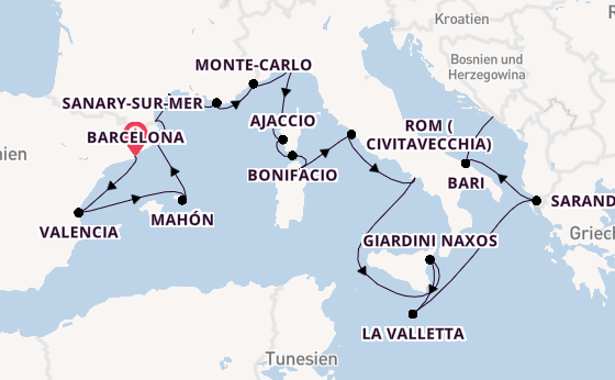 Westliches Mittelmeer ab Barcelona, Spanien auf der Seabourn Ovation