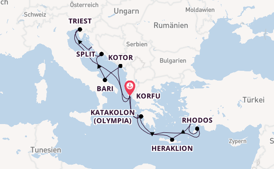 Östliches Mittelmeer ab Korfu, Griechenland auf AIDAblu