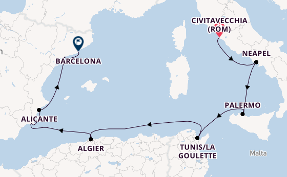Westliches Mittelmeer ab Civitavecchia (Rom), Italien auf der EXPLORA II