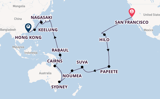 Transpacific from San Francisco, California with the Costa Deliziosa