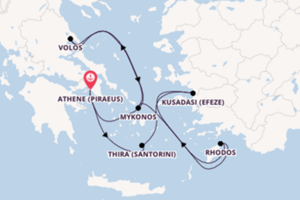 Geniet van een 7daagse cruise naar Athene (Piraeus)