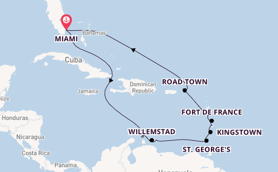 Caribbean vanaf Miami, Verenigde Staten met de Sirena