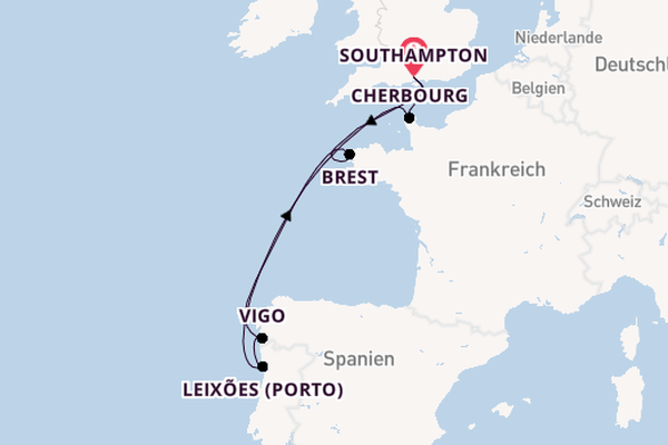 England ab Southampton, Großbritannien auf der MSC Meraviglia