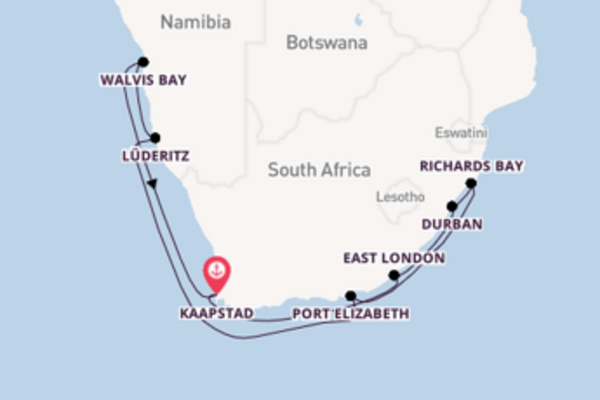 Geniet van een 15-daagse cruise naar Kaapstad