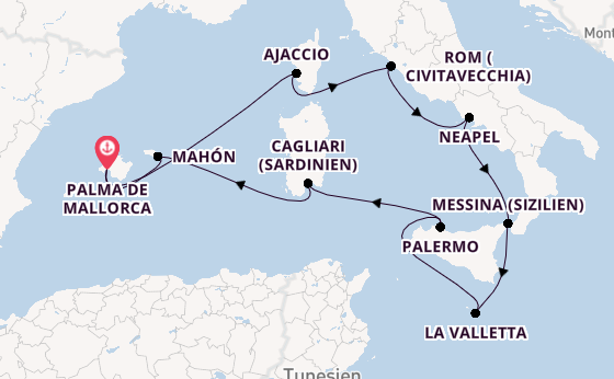 Westliches Mittelmeer ab Palma de Mallorca, Spanien auf AIDAstella