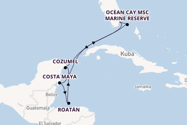 Westliche Karibik ab Miami, Florida, USA auf der MSC World America