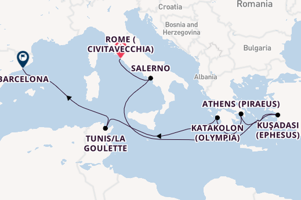 Mediterranean Sea from Rome (Civitavecchia), Italy with the Carnival Sunshine