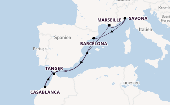 Westliches Mittelmeer ab Málaga, Spanien auf der Costa Fascinosa