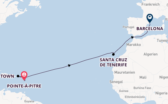 Karibik ab Pointe-à-Pitre, Guadeloupe auf der MSC World Europa