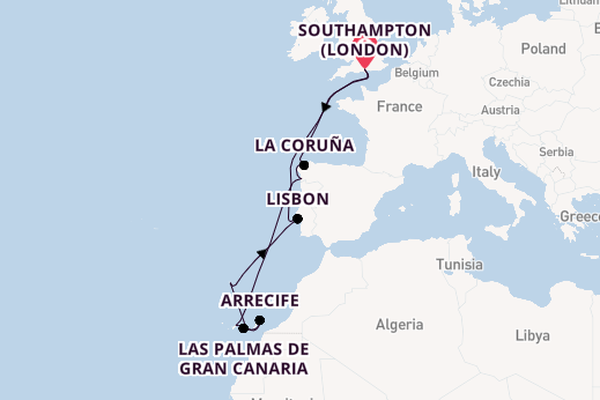 Canary Islands from Southampton, England with the Arcadia