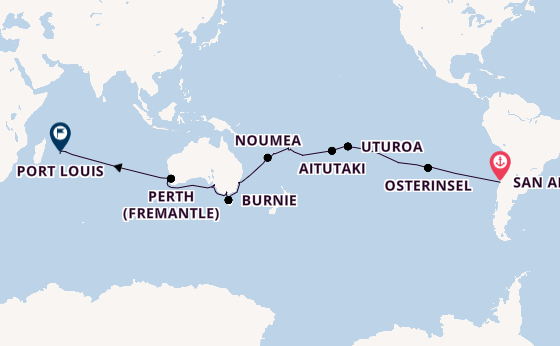 Transpazifik ab San Antonio, Chile auf AIDAsol