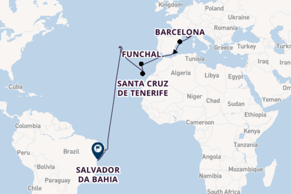 Cruise naar Salvador da Bahia via Savona