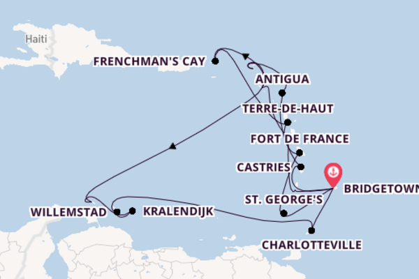 Southern Caribbean from Bridgetown, Barbados with the Seabourn Ovation 