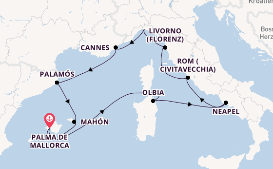 Westliches Mittelmeer ab Palma de Mallorca, Spanien auf AIDAstella