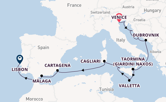 Mediterranean Sea from Venice, Italy with the Silver Muse