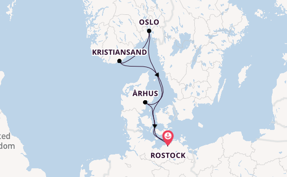 Noorwegen vanaf Rostock, Warnemünde, Duitsland met AIDAdiva