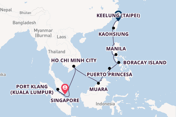 South East Asia from Singapore, Singapore with the Norwegian Sky