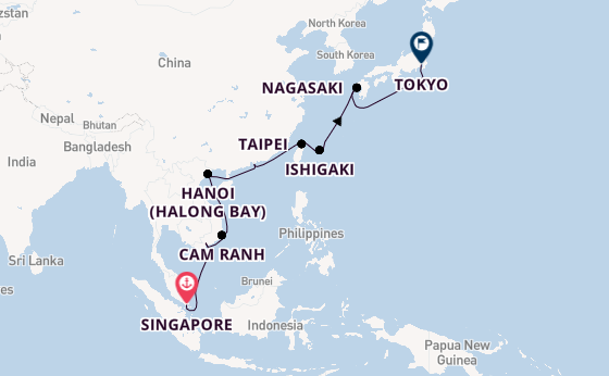 Southeast Asia from Singapore, Singapore with the Sapphire Princess