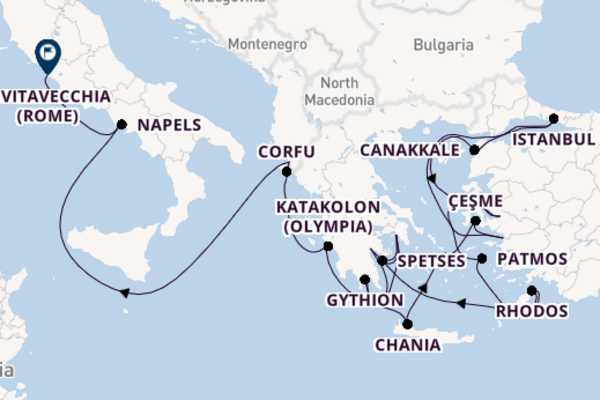 Oostelijke Middellandse Zee vanaf Athene (Piraeus), Griekenland met de Seabourn Quest