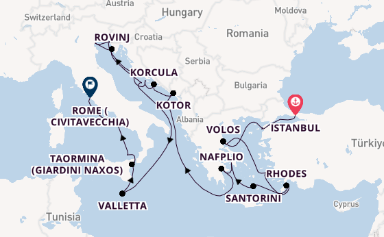 Mediterranean Sea from Istanbul, Turkey with the Seabourn Ovation 