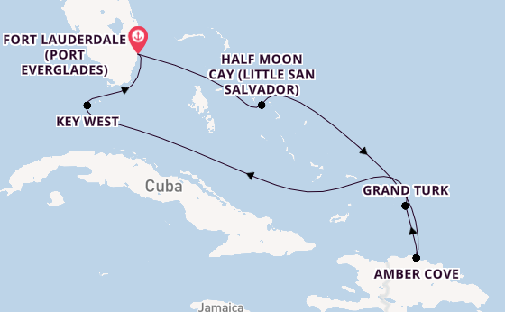 Caribbean from Fort Lauderdale (Port Everglades), Florida with the Eurodam