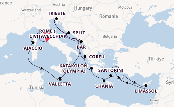 Mediterranean Sea from Rome (Civitavecchia), Italy with the Enchanted Princess